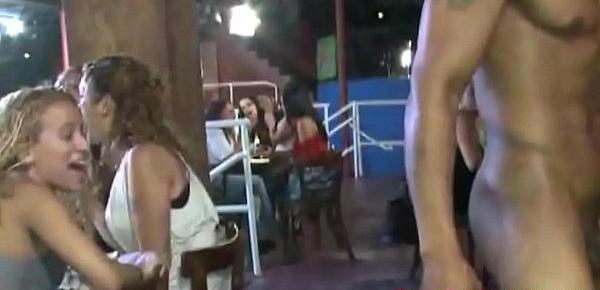  Amateur babes sucking cock at a strip club
